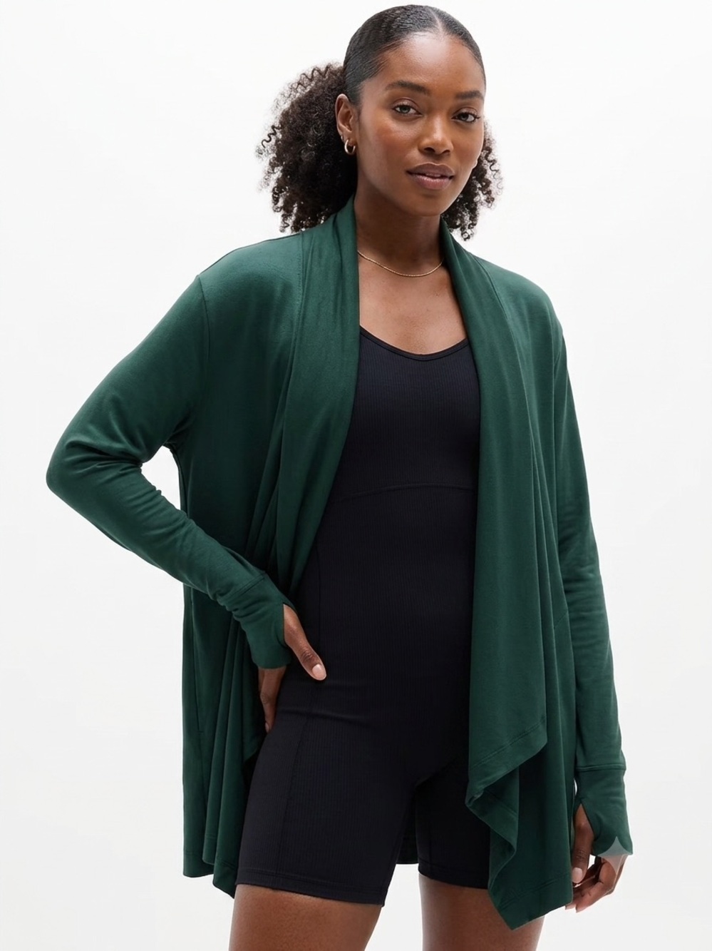 Athleta Pranyama Dark Green Modal Blend Cozy Wrap